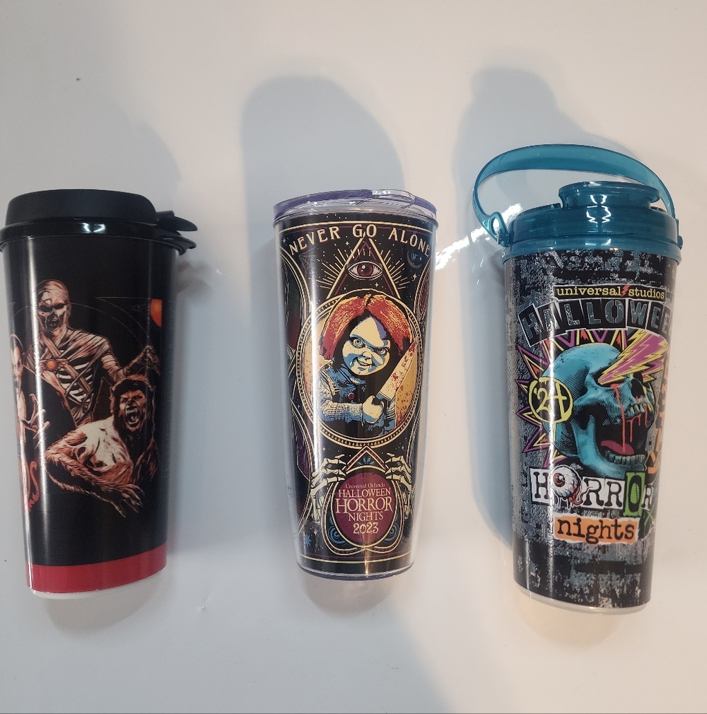 Lot Of 3 Universal Studios Halloween Horror Nights Travel Tumbler 2022, 23 & 24